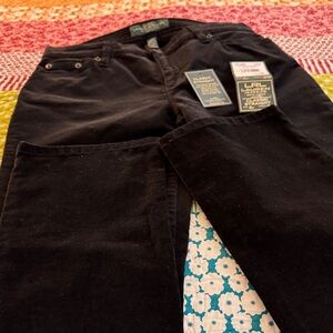 Lauren Ralph Lauren black corduroy classic straight leg stretchy jeans.